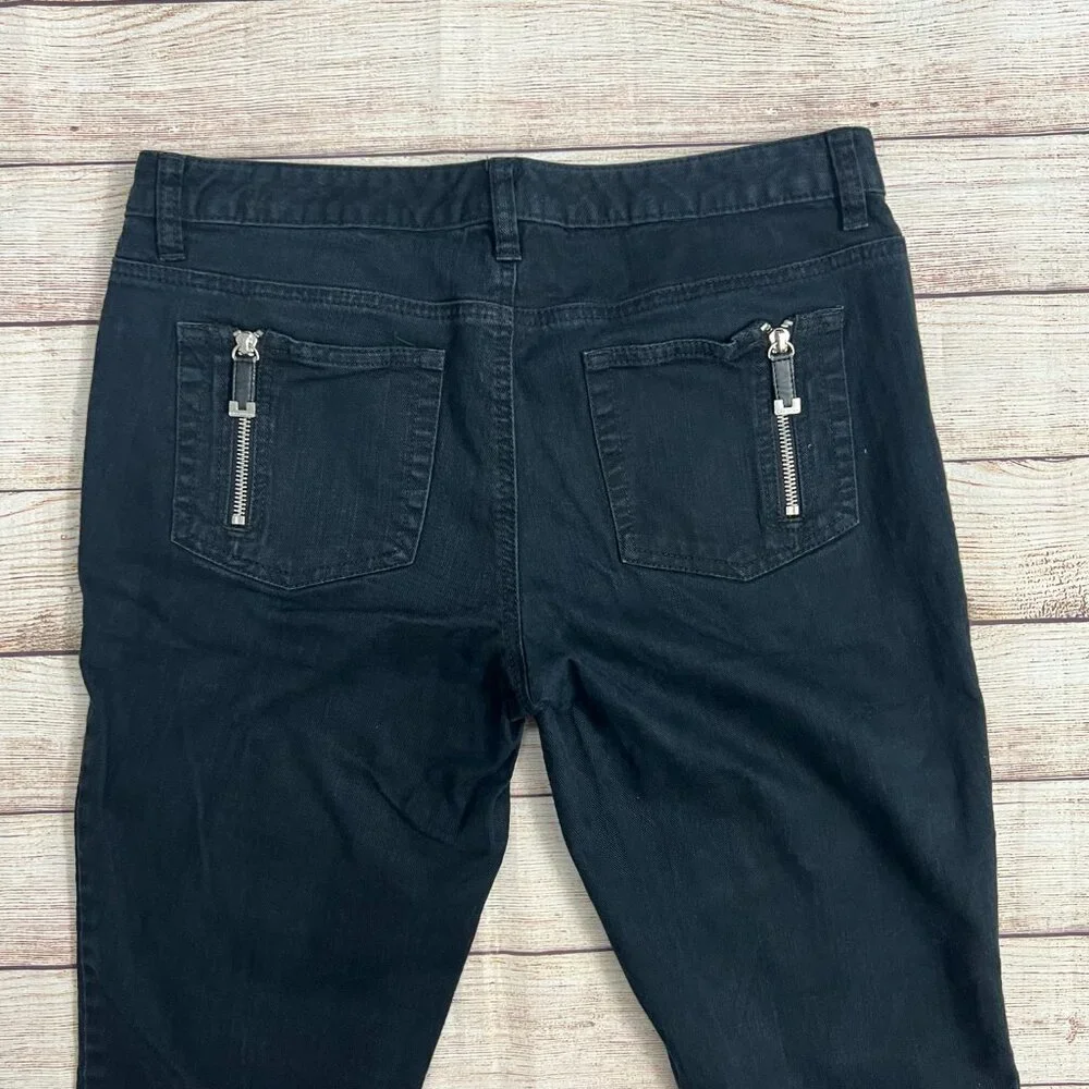 Michael Kors‎ Skinny Jeans Womens 6 Black Zipper Back Pocket Stretch Denim Pants
